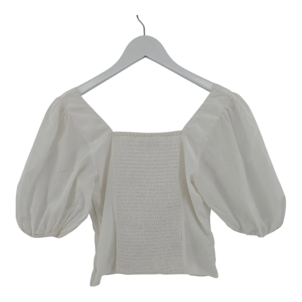 Abercrombie & Fitch Square Neck Puff Sleeve Blouse Small Side Zip